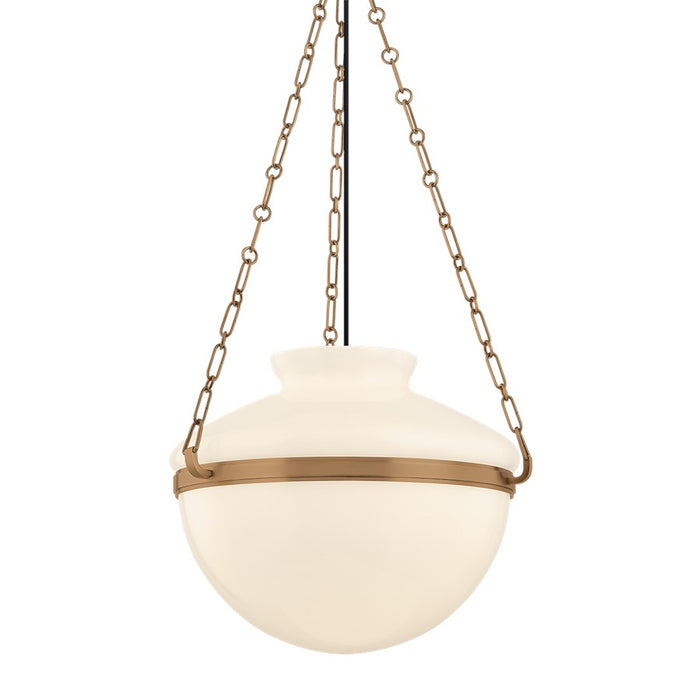 Troy Lighting Paradigm 1Lt 19" Pendant, Patina Brass/Opal Glossy - F5119-PBR