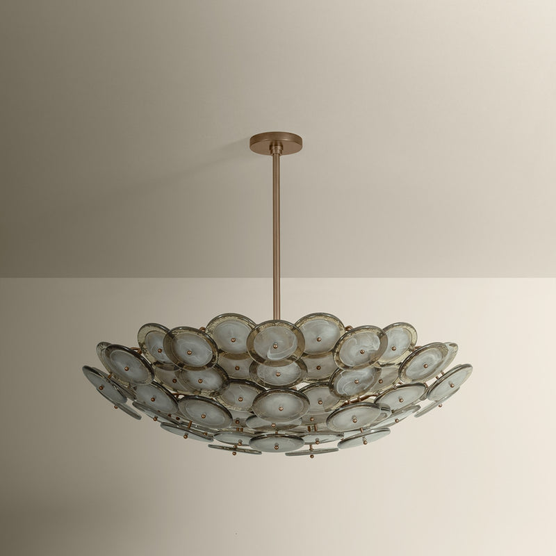 Troy Lighting Wassama 8Lt Chandelier, Brass/Blonchino Piastre, Brz