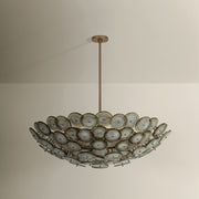 Troy Lighting Wassama 14Lt Chandelier, Brass/Blonchino Piastre, Brz