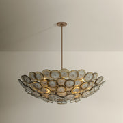Troy Lighting Wassama 14Lt Chandelier, Brass/Blonchino Piastre, Brz
