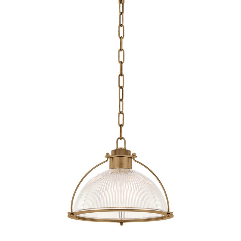 Troy Lighting Glint 1Lt 14" Pendant, Patina Brass/Holophane - F5414-PBR