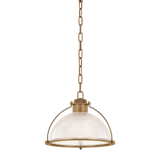 Troy Lighting Glint 1Lt 14" Pendant, Patina Brass/Holophane - F5414-PBR