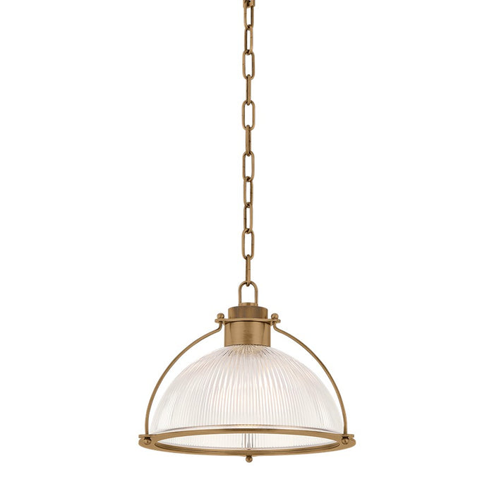 Troy Lighting Glint 1Lt 14" Pendant, Patina Brass/Holophane - F5414-PBR