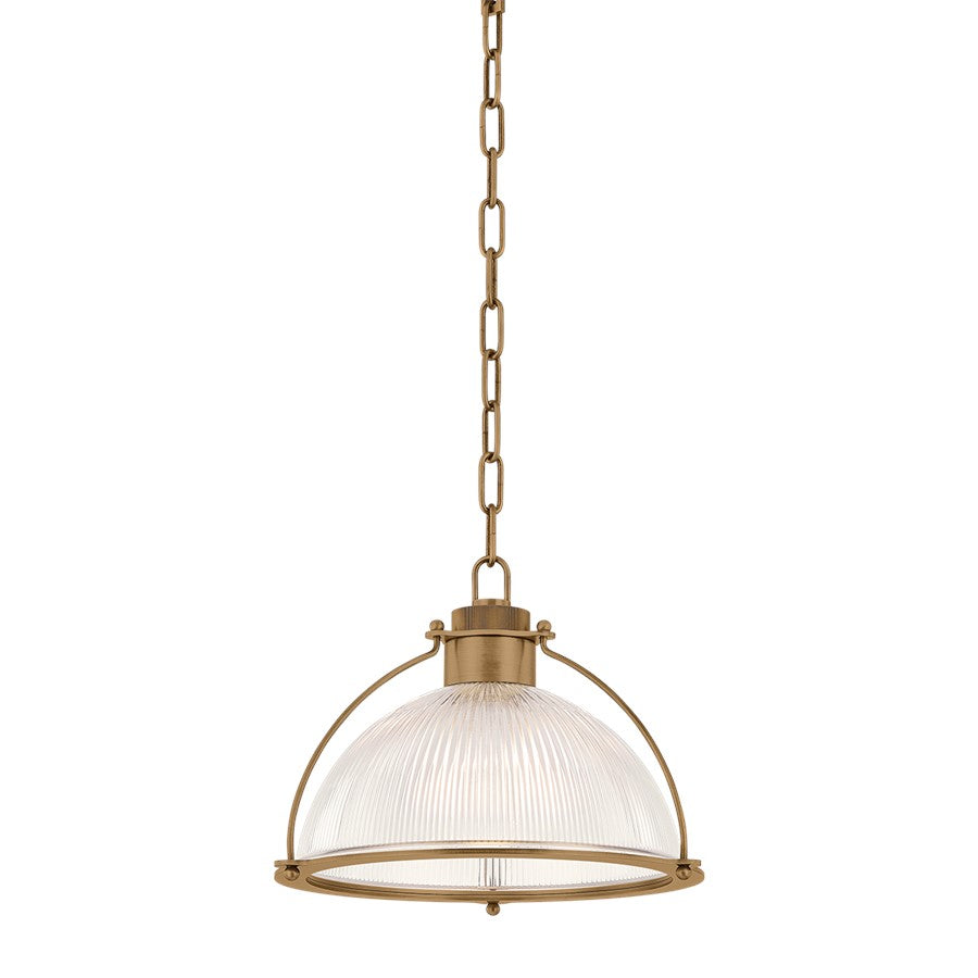 Troy Lighting Glint 1Lt 14" Pendant, Patina Brass/Holophane - F5414-PBR