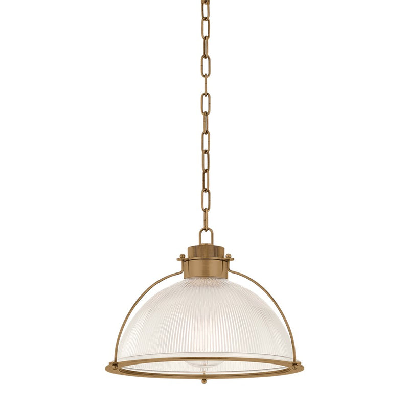 Troy Lighting Glint 1Lt 16" Pendant, Patina Brass/Holophane - F5416-PBR