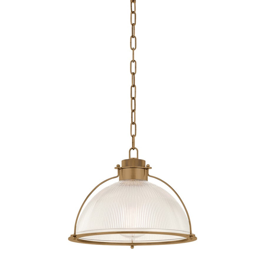 Troy Lighting Glint 1Lt 16" Pendant, Patina Brass/Holophane - F5416-PBR