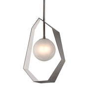 Troy Origami 1Lt Chandelier, Graphite/Silver Leaf/Clear Etched - F5535-GRA-SL-SS
