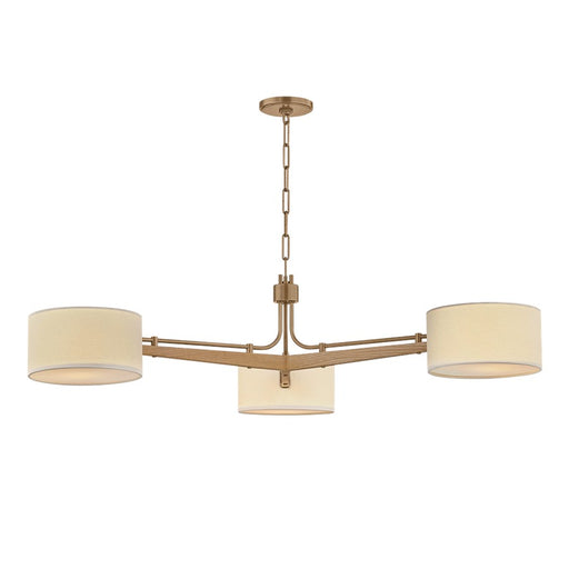 Troy Lighting Mailo 3Lt Chandelier, Patina Brass/White Linen 1 - F5650-PBR