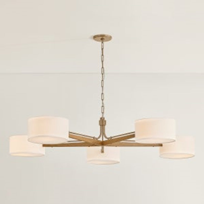 Troy Lighting Mailo 5Lt Chandelier, Patina Brass/White Linen 1