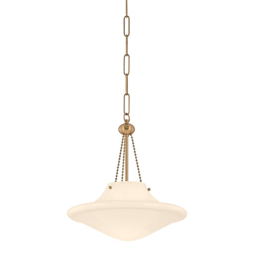 Troy Lighting Era 1Lt 14" Pendant, Patina Brass/Opal Glossy - F5714-PBR