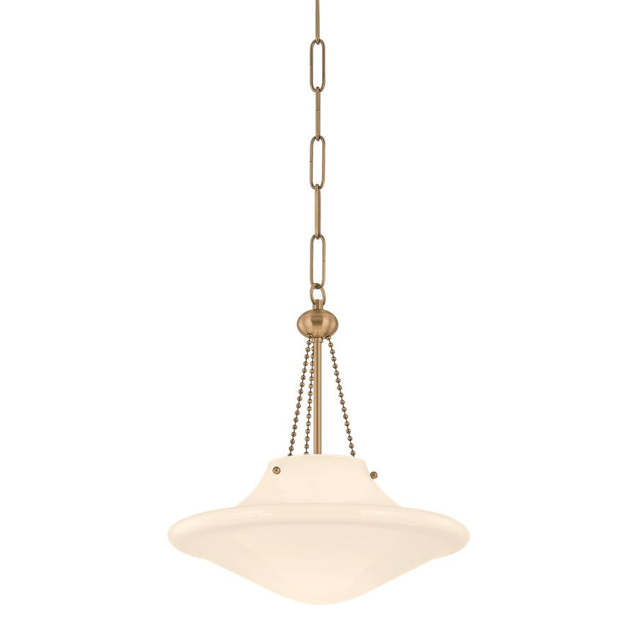 Troy Lighting Era 1Lt 14" Pendant, Patina Brass/Opal Glossy - F5714-PBR
