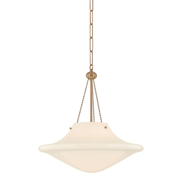 Troy Lighting Era 1Lt 18" Pendant, Patina Brass/Opal Glossy - F5718-PBR