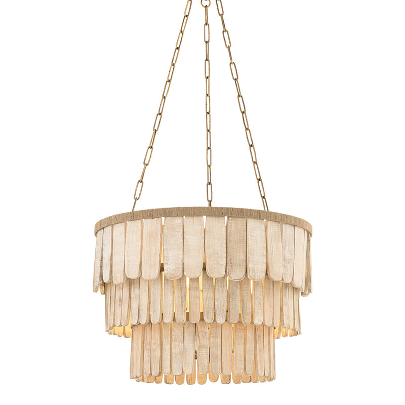 Troy Lighting Bentley 6Lt Chandelier, Brass/Whitewashed Mango Wood