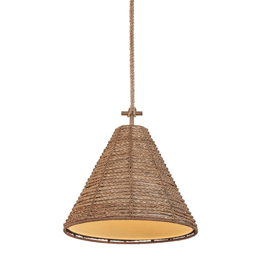 Troy Lighting Redwood 1 Light 20" Pendant, Patina Brass/Abaca - F6020-PBR