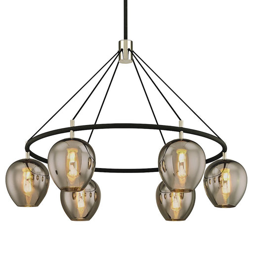 Troy Lighting Iliad 6 Light Chandelier, Textured Black/Nickel - F6216-TBK-PN