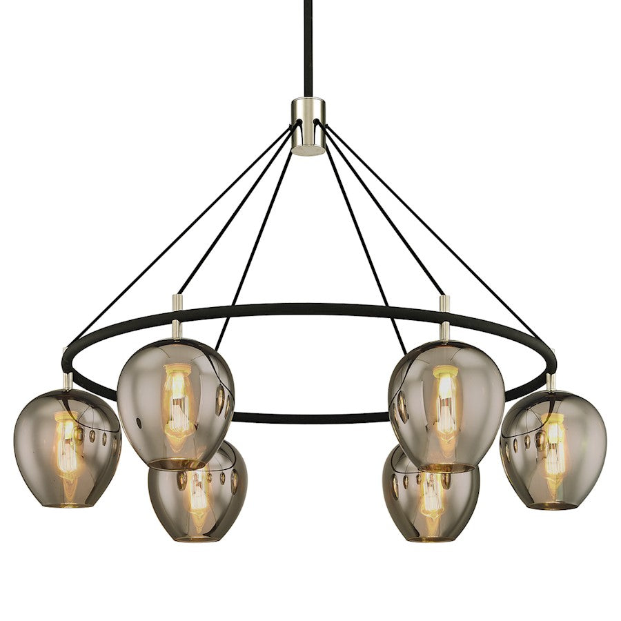 Troy Lighting Iliad 6 Light Chandelier, Textured Black/Nickel - F6216-TBK-PN