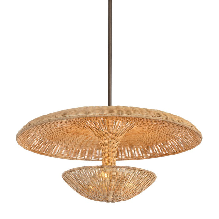 Troy Lighting Draco 3Lt 30" Pendant, Bronze Leaf/Natural Wicker - F6230-BRL