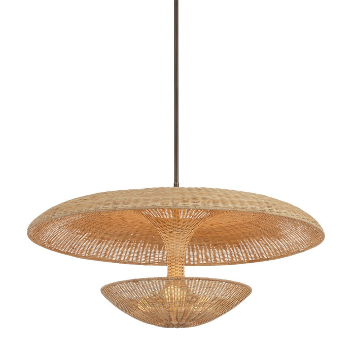 Troy Lighting Draco 3Lt 40" Pendant, Bronze Leaf/Natural Wicker - F6240-BRL