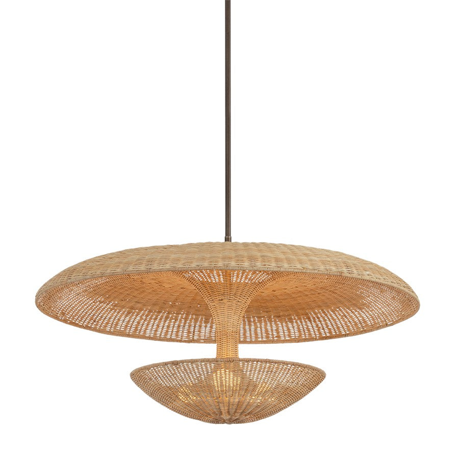 Troy Lighting Draco 3Lt 40" Pendant, Bronze Leaf/Natural Wicker - F6240-BRL