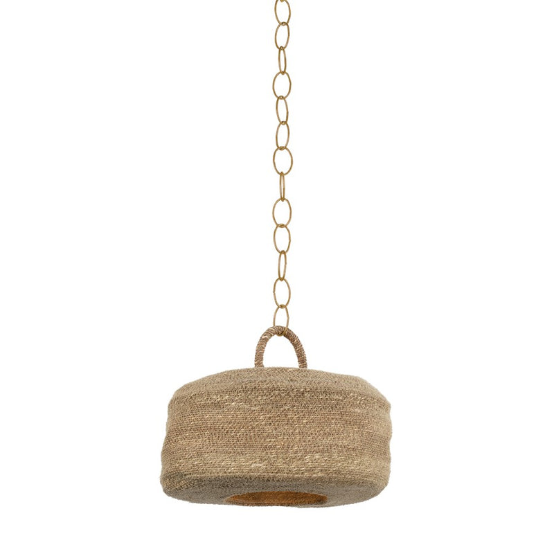 Troy Lighting Ferrando 1Lt 15" Pendant, Patina Brass/Seagrass - F6315-PBR