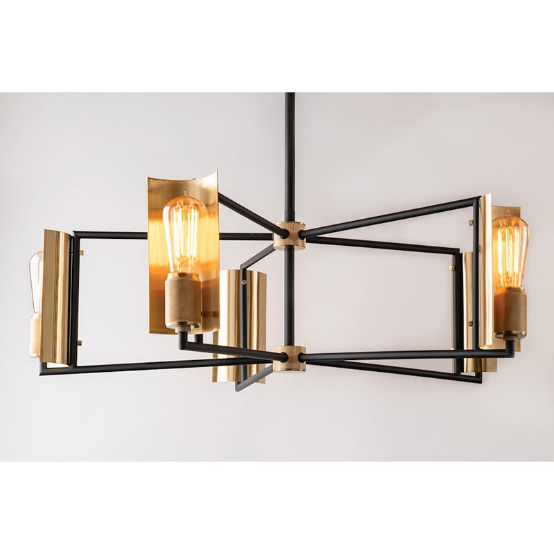 Troy Lighting Emerson 5 Light Chandelier, Carbide Black & Brushed Brass