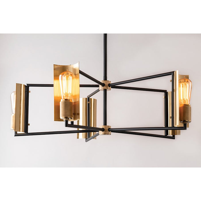 Troy Lighting Emerson 5 Light Chandelier, Carbide Black & Brushed Brass