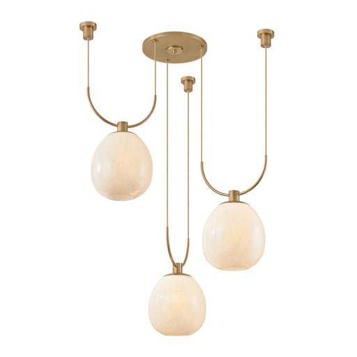 Troy Lighting Jove 3 Light Chandelier, Patina Brass/Seeded Cloud - F7536-PBR