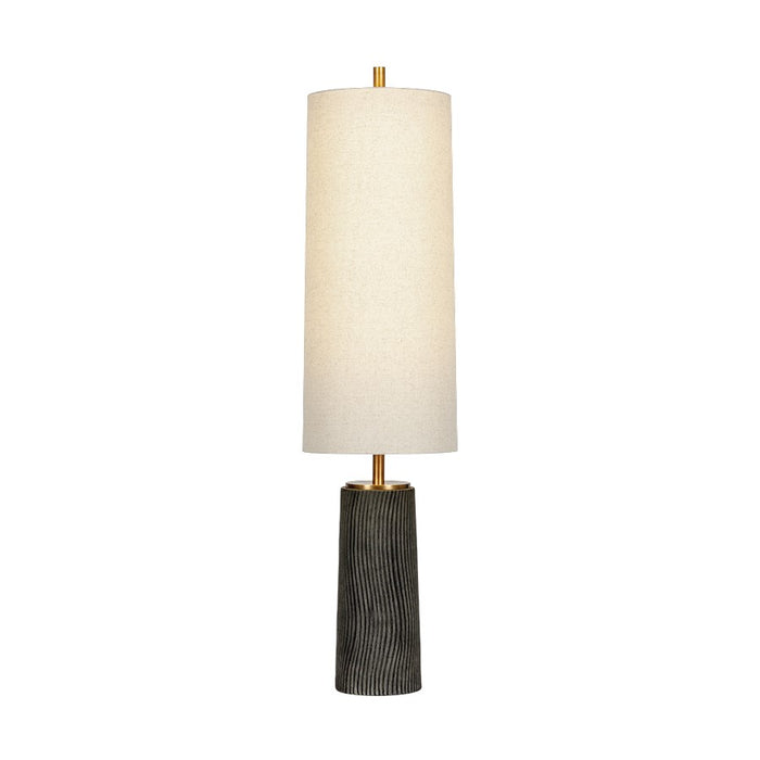 Troy Lighting Thane 3Lt Floor Lamp, Brass/Grey/Natural Linen - PFL1156-PBR-CDG