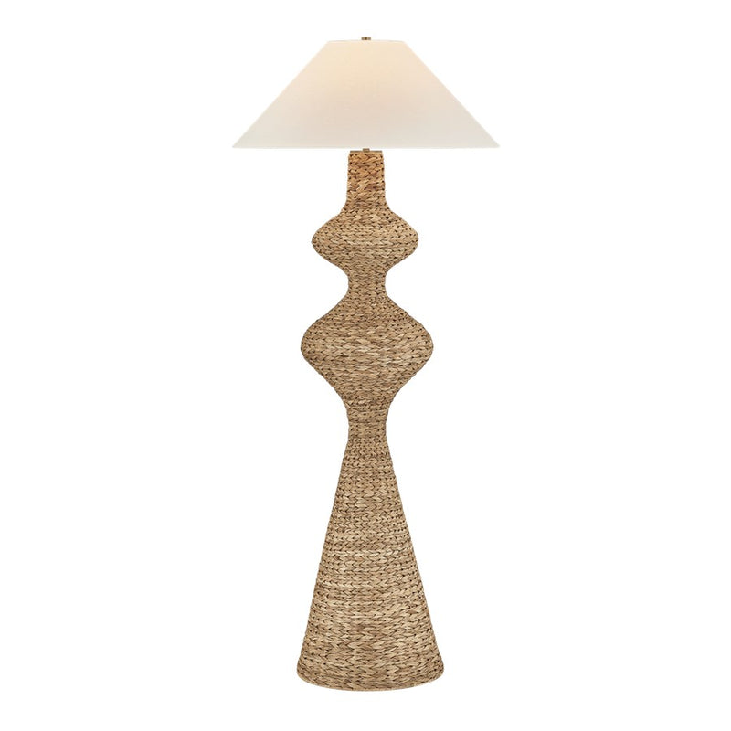 Troy Lighting Walter 1Lt Floor Lamp, Patina Brass/Off White Linen - PFL1768-PBR