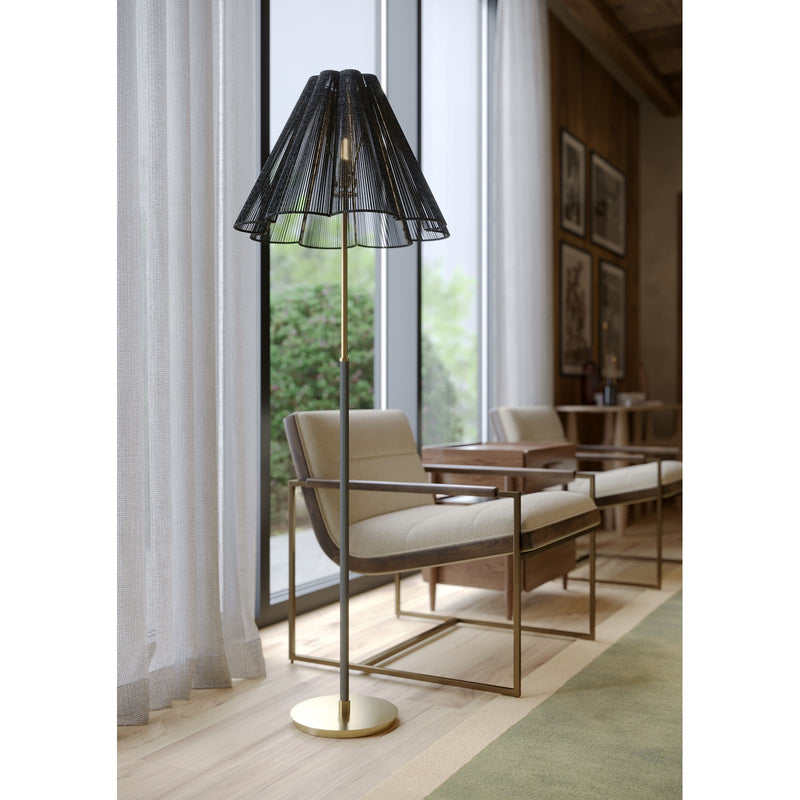 Troy Lighting Sonoma 1Lt Floor Lamp, Gold Leaf/Espresso Abaca Rope