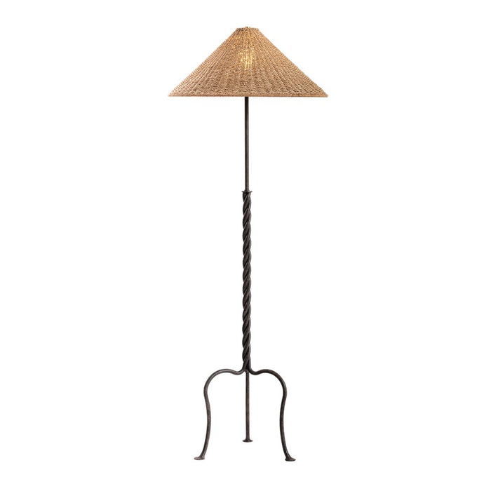 Troy Lighting Francisco 1 Light Floor Lamp, French Iron/Abaca - PFL5164-FRN