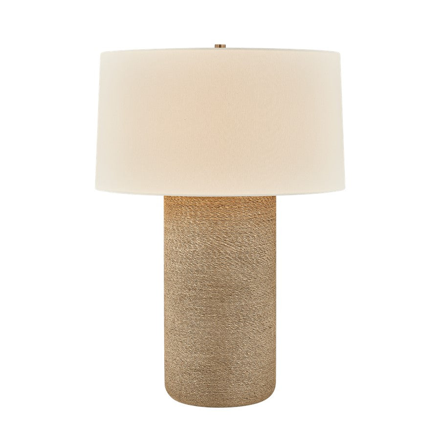 Troy Lighting Roan 1Lt Table Lamp, Patina Brass/Off White Linen - PTL1931-PBR