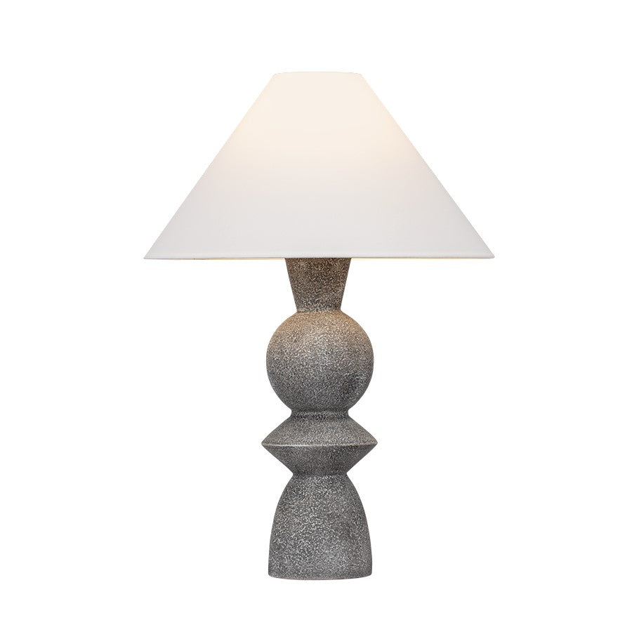 Troy Lighting Cyrah 1Lt Table Lamp, Brass/Grey/White Linen - PTL2529-PBR-CLG