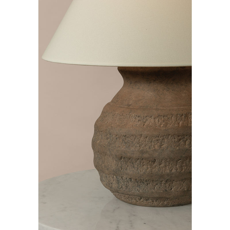 Troy Lighting Dorian 1Lt Table Lamp, Patina Brass/Off White Linen