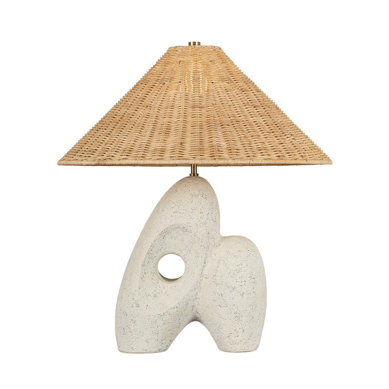 Troy Lighting Nairn 1Lt Table Lamp, Brass/Bone/Natural Wicker - PTL3425-PBR-CUB