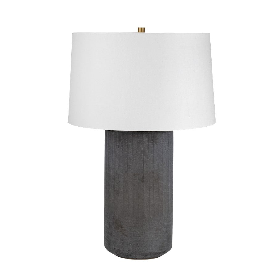 Troy Lighting Greyson 1Lt Table Lamp, Patina Brass/Off White Linen - PTL4429-PBR