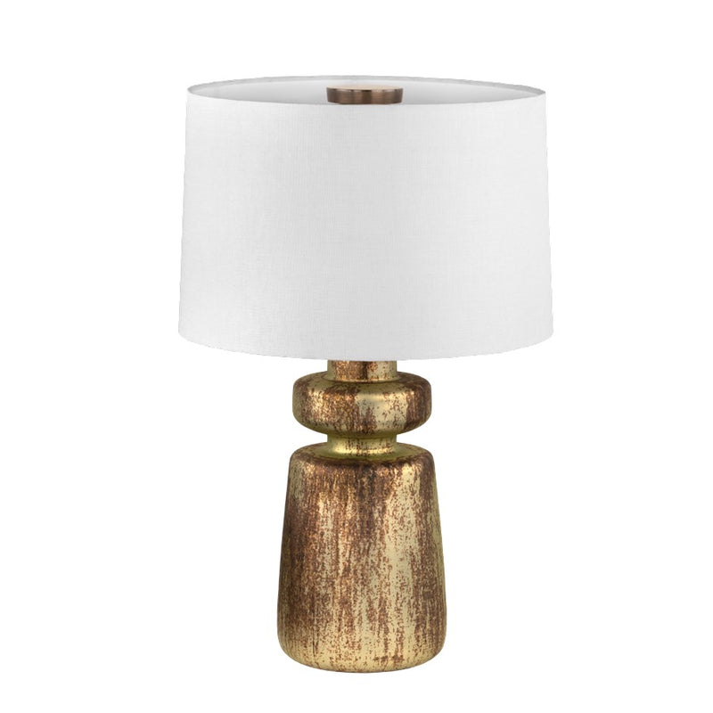 Troy Lighting Terron 1Lt 22" Table Lamp, Patina Brass/White Linen - PTL5122-PBR