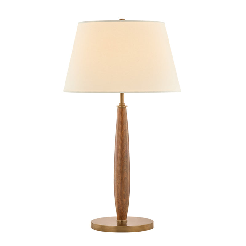 Troy Lighting Ryder 1 Light Table Lamp, Patina Brass/White Linen 1