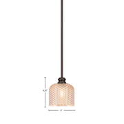Toltec Edge 6in 1-Light Mini Pendant | Industrial Espresso Steel and Amber Textured Glass | Kitchen Island & Dining Room | 6 x 6.25 in | Model 1151-ES-4613