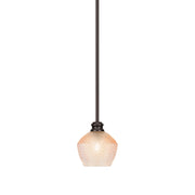 Toltec Edge 6in 1-Light Mini Pendant | Modern Espresso Steel and Amber Textured Glass | Kitchen Island & Dining Room | 6 x 6 x 6.25 in | Model 1151-ES-4623