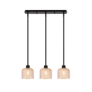 Toltec Edge 24in 3-Light Linear Pendant | Industrial Espresso Steel and Amber Textured Glass | Kitchen Island & Dining Table | 24.25 x 6 x 9.25 in | Model 1153-ES-4613