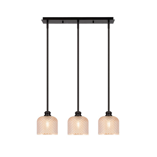 Toltec Edge 24in 3-Light Linear Pendant | Industrial Espresso Steel and Amber Textured Glass | Kitchen Island & Dining Table | 24.25 x 6 x 9.25 in | Model 1153-ES-4613