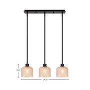 Toltec Edge 24in 3-Light Linear Pendant | Industrial Espresso Steel and Amber Textured Glass | Kitchen Island & Dining Table | 24.25 x 6 x 9.25 in | Model 1153-ES-4613