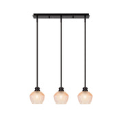 Toltec Edge 24in 3-Light Linear Pendant | Industrial Espresso Steel and Amber Textured Glass | Kitchen Island & Dining Room | 24.25 x 6 x 9.25 in | Model 1153-ES-4623