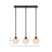 Toltec Edge 24in 3-Light Linear Pendant | Industrial Espresso Steel and Amber Textured Glass | Kitchen Island & Dining Room | 24.25 x 6 x 9.25 in | Model 1153-ES-4623