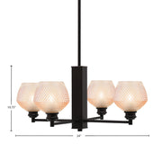 Toltec Edge 24in 4-Light Chandelier | Industrial Espresso Steel and Amber Textured Glass | Dining Room & Living Room | 24 x 10.75 in | Model 1154-ES-4623