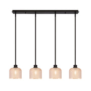 Toltec Edge 36in 4-Light Linear Pendant | Industrial Espresso Steel and Amber Textured Glass | Kitchen Island & Dining Room | 36 x 6 x 9.5 in | Model 1156-ES-4613