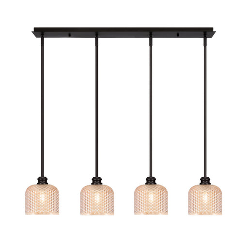 Toltec Edge 36in 4-Light Linear Pendant | Industrial Espresso Steel and Amber Textured Glass | Kitchen Island & Dining Room | 36 x 6 x 9.5 in | Model 1156-ES-4613