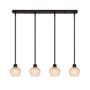 Toltec Edge 36in 4-Light Linear Pendant | Industrial Espresso Steel and Amber Textured Glass | Kitchen Island & Dining Room | 36 x 6 x 9.5 in | Model 1156-ES-4623