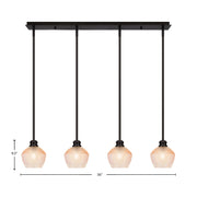 Toltec Edge 36in 4-Light Linear Pendant | Industrial Espresso Steel and Amber Textured Glass | Kitchen Island & Dining Room | 36 x 6 x 9.5 in | Model 1156-ES-4623